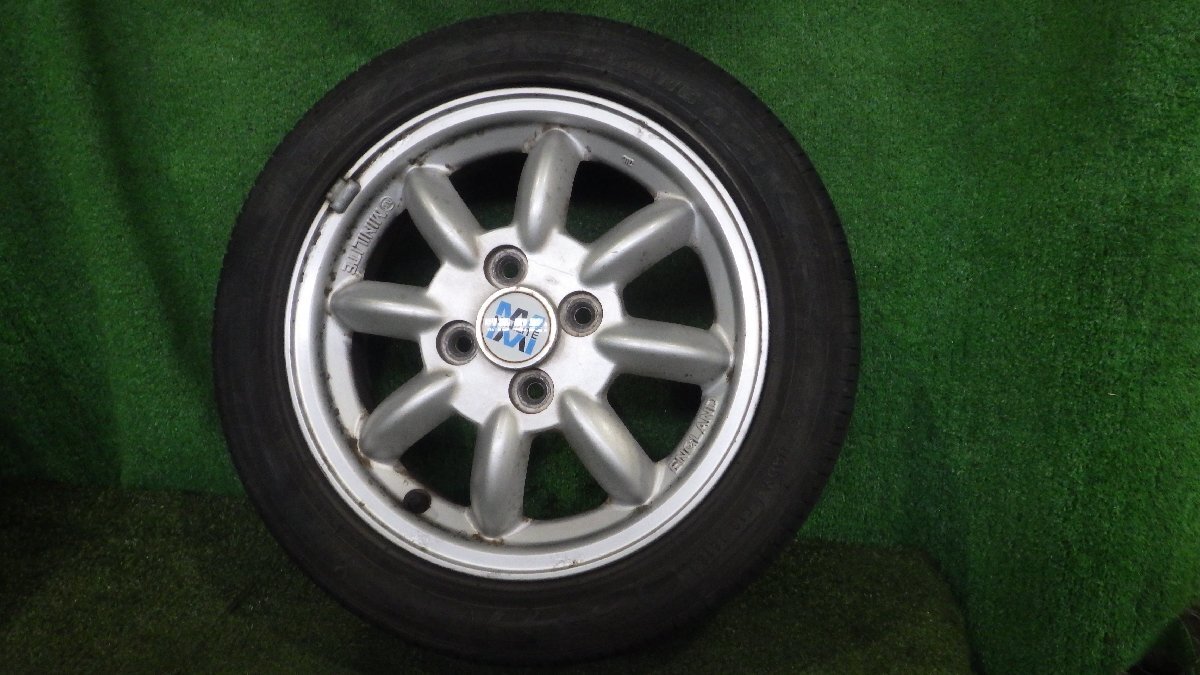 ◆ ミニライト MINILITE アルミホイール タイヤ 14インチ 4本セット 4.5J +45 PCD100 4穴 165/55R14 NANKANG 18年 中古 C164_画像9