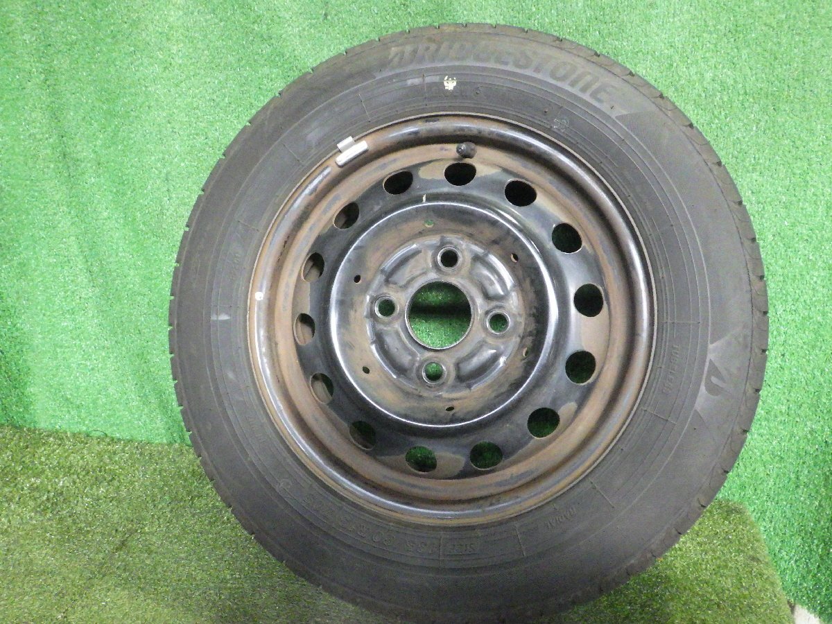 ◆ 溝あり 三菱 純正 スチールホイール タイヤ 13インチ 4本 4.0J PCD100 4穴 +40 135/80R13 BS NEWNO 6.0㎜ 56φ 22年 中古 D163_画像2