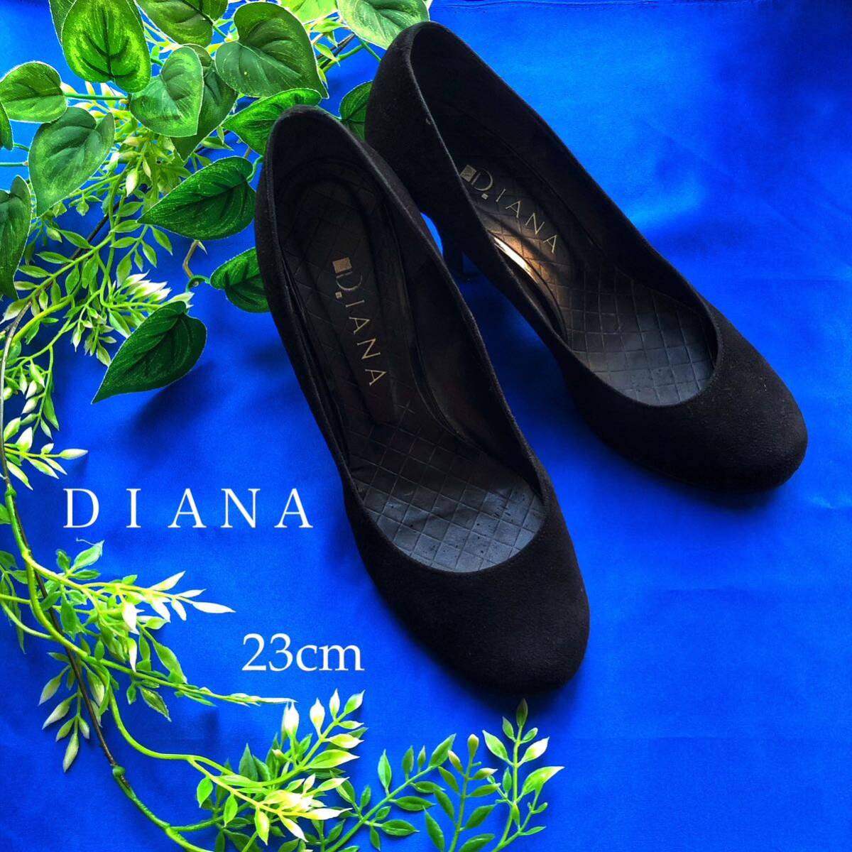 DIANA ダイアナ スエード パンプス ラウンドトゥ 黒 ブラック 23 日本製の画像9