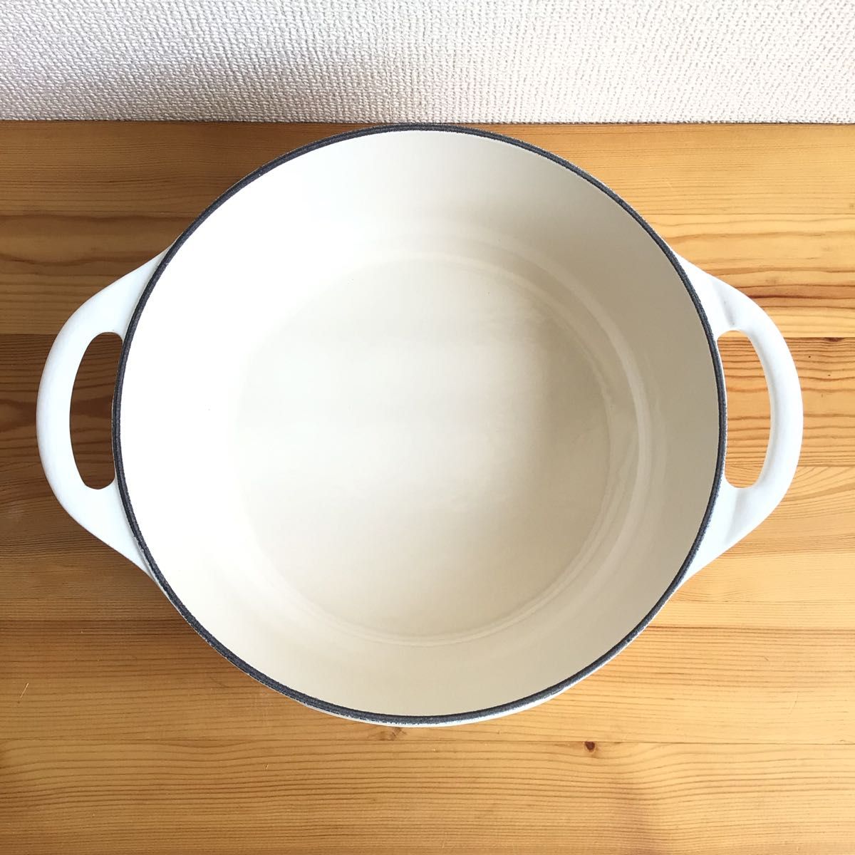 ルクルーゼ ココットビス 22cm コットン■両手鍋 ホーロー鍋 未使用 フランス製 ホワイト 白