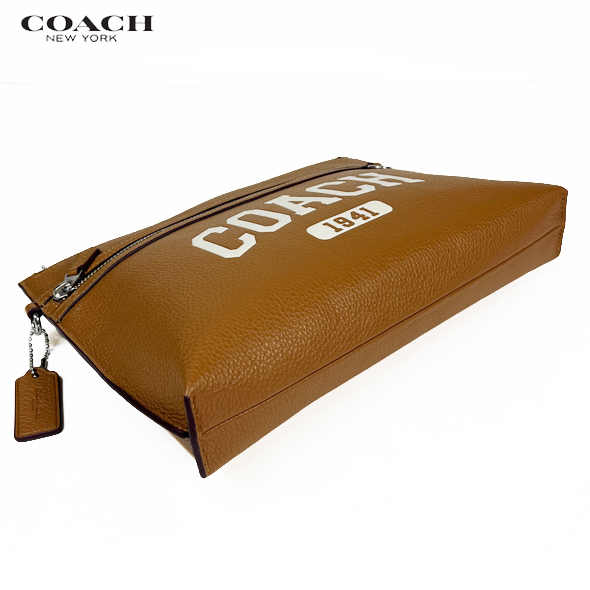 COACH コーチ メンズ バッグ クラッチバッグ セカンドバッグ キャリーオール ポーチ ヴァーシティー レザー CR355 サドル 新作 新品_画像6