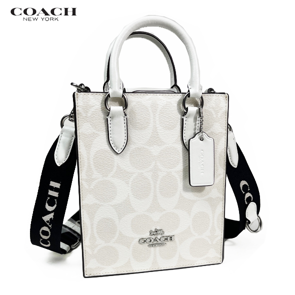 COACH コーチ レディース バッグ ミニ トート バッグ ミニバッグ ノース サウス ミニ トート シグネチャー CP011 ホワイト 新品 新作_画像2