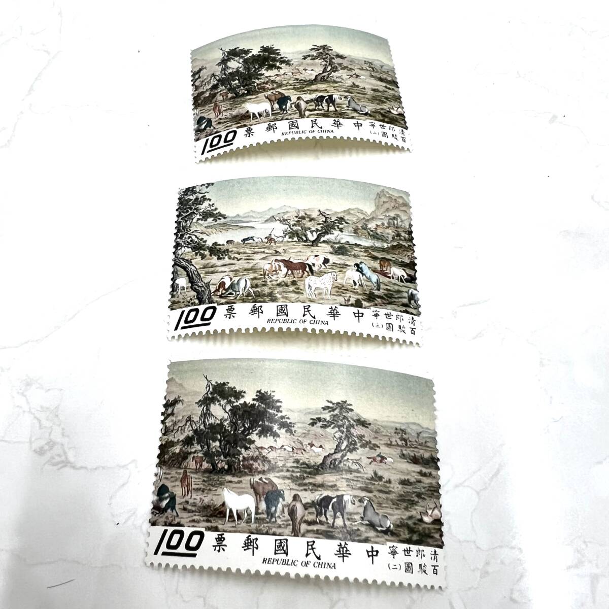 M：未使用　中華民国　切手　保管品　10枚　百駿図　10枚　美品　台湾切手　_画像5