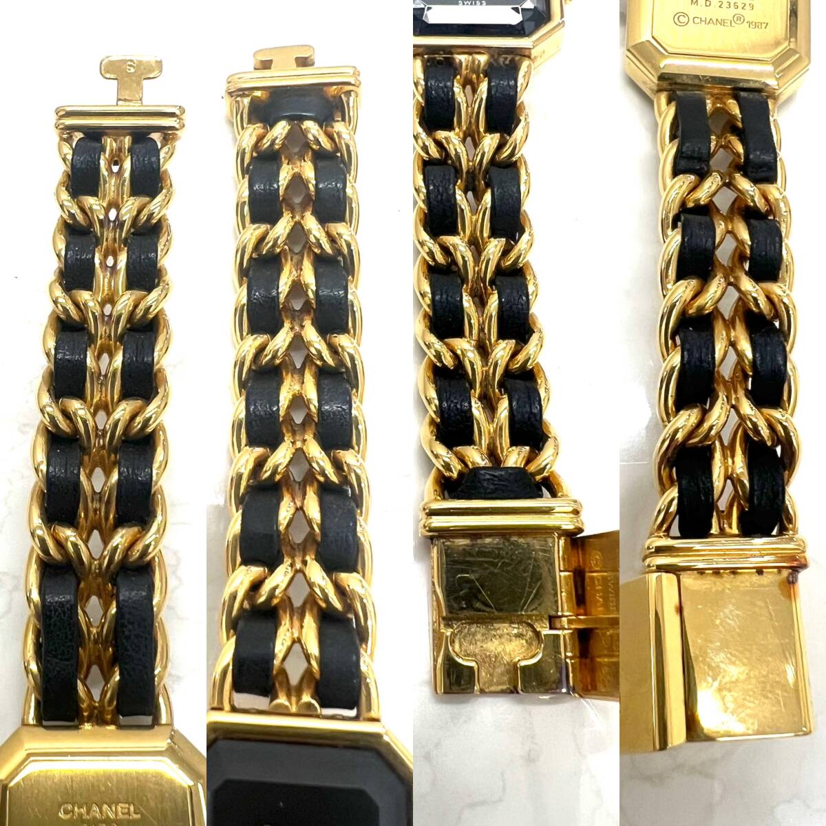 M：『稼働品』CHANEL シャネル プルミエール 腕時計 クオーツ ブラック ゴールド Sサイズ 美品 動作確認済みの画像6