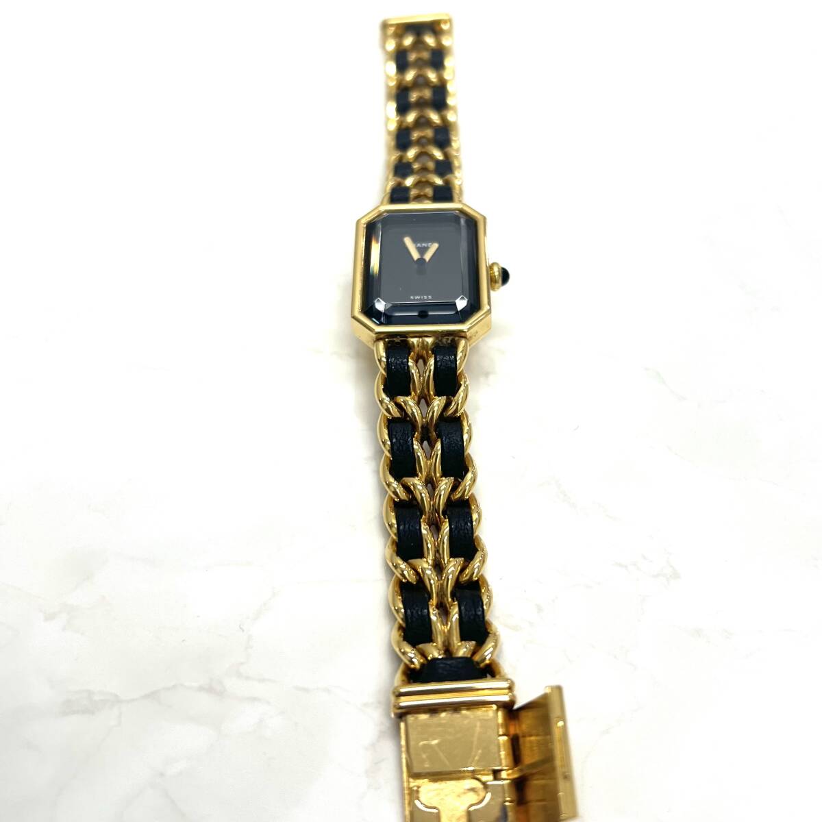 M：『稼働品』CHANEL シャネル プルミエール 腕時計 クオーツ ブラック ゴールド Sサイズ 美品 動作確認済みの画像2