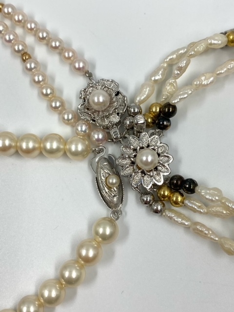 真珠 パール 留金 silver シルバー ネックレス 真珠ネックレス パールネックレス ３点セット レディース アクセサリーの画像2