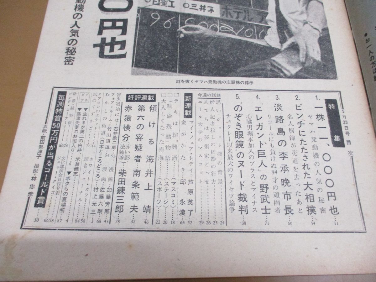 ●01)【同梱不可】週刊文春 1960年5月23日号/文芸春秋新社/米倉健志/島津久永・貴子夫妻/前田勢津子/ピンチにたたされた大相撲/昭和35年/Aの画像3