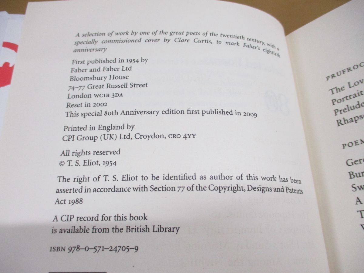 ●01)【同梱不可】T・S・エリオットの厳選された詩/Selected Poems of T. S. Eliot/Faber & Faber/洋書/A_画像4