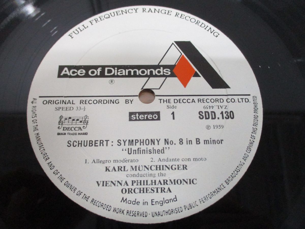▲01)【同梱不可】 英Decca/Ace Of Diamonds/シューベルト/交響曲第8番「未完成」/交響曲第2番/LPレコード/UK盤/英盤/クラシック/SDD 130/A_画像3