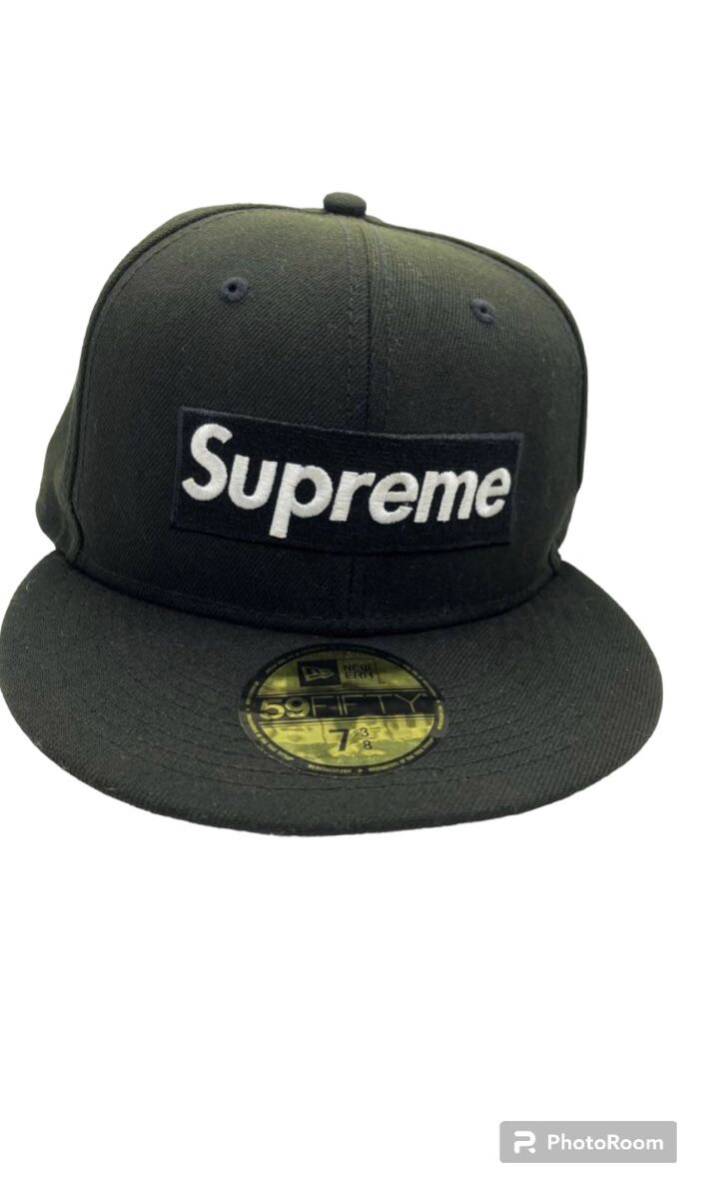 supreme box logo cap 黒 ボックスロゴ world famous ニューエラ new era キャップ シュプリーム 7 3/8 58.7cm 帽子の画像1