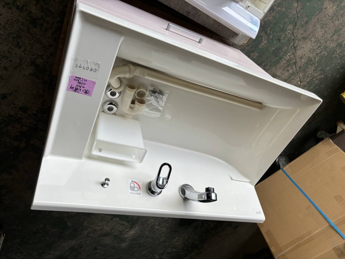040595 三面鏡 シャワーシングルハンドル混合水栓付き 洗面台セット システムシンク 手洗い 直の画像7