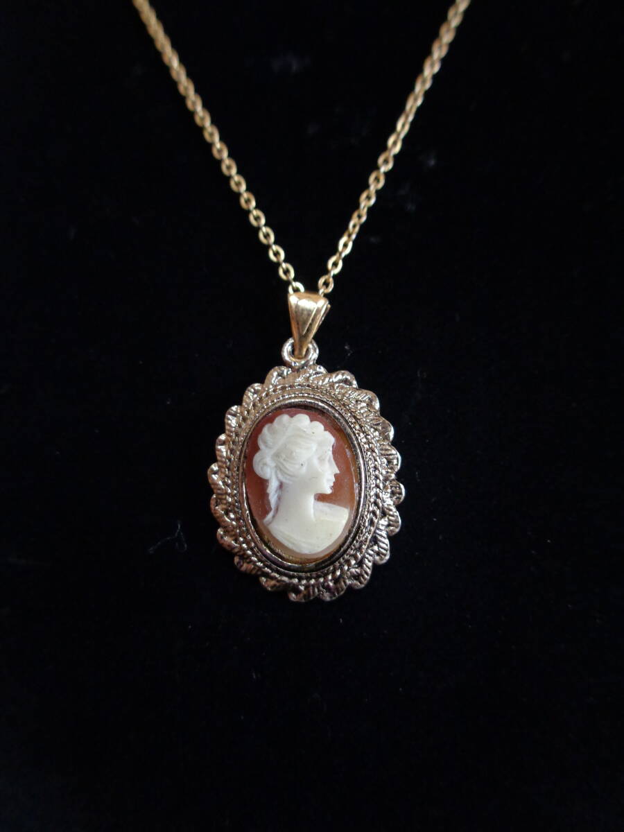*100 jpy ~[ beautiful goods contains ] person image woman image shell cameo series antique accessory necklace 4 point & brooch 3 point 7 point set *T-55