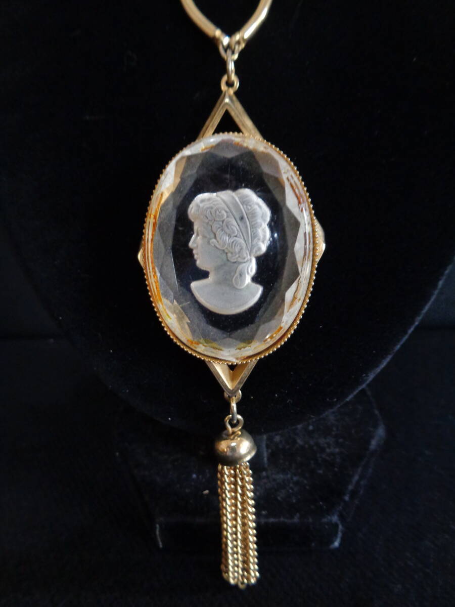 *100 jpy ~[ beautiful goods contains ] person image woman image shell cameo series antique accessory necklace 4 point & brooch 3 point 7 point set *T-55