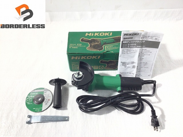 ☆未使用品☆ HIKOKI ハイコーキ 100V 100mm 電気ディスクグラインダー G10SH6 サンディングディスク取付具セットおまけ付き 88330の画像1