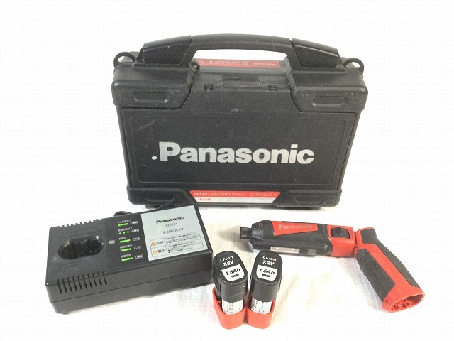 ☆中古品☆Panasonic パナソニック 7.2V 充電スティックインパクトドライバー EZ7521 赤 バッテリー2個(1.5Ah) 充電器 ケース付 89333の画像3