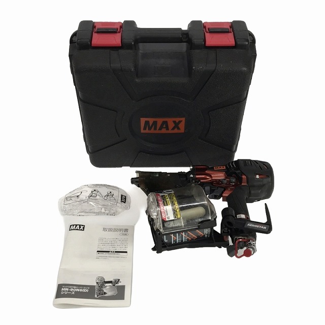 ☆中古動作品☆MAX マックス 90mm 高圧 コイルネイラ HN-90N6(D)-R ケース付 マイスターレッド エア釘打機 エア釘打ち機 87828_画像3