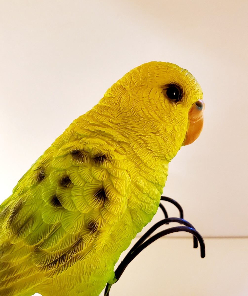 鳥の置物 セキセイインコ グリーン ガーデンオブジェ 引っ掛けオブジェ 鳥の雑貨HANAKOの画像6