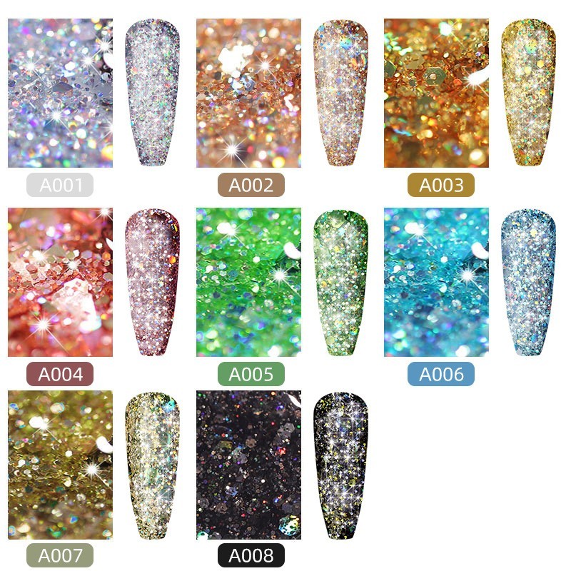  гель ногти украшен блестками ввод ламе 8 -цветный набор A001-A008ka Large .ruHANAKO полировка модель UV|LED соответствует 
