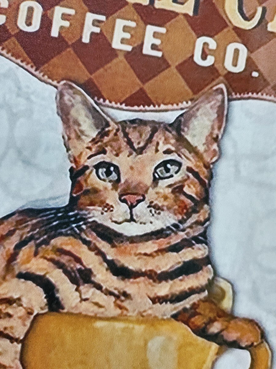 ブリキ看板　HANAKO　レトロ　猫カフェ　猫の看板　W3　ベンガル　キジトラ　カフェ　コーヒー　カプチーノ　ウェルカムボード_画像4