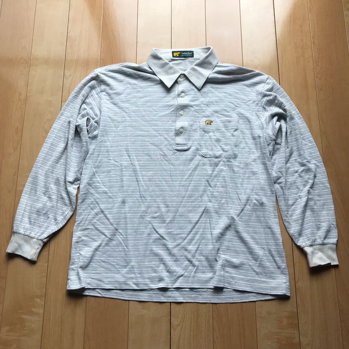 ゴールデンベア ポロシャツ 日本製 561-1-319 メンズ L グレー ホワイト_画像1