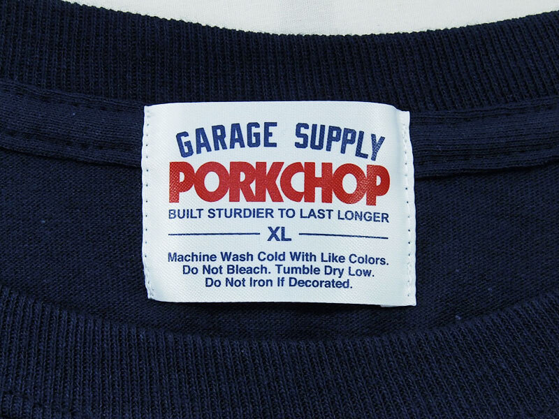 希少 XL 新品 PORKCHOP GARAGE SUPPLY PORK BACK L/S TEE 長袖 Tシャツ ロンT ロングスリーブ ポークチョップ 豚 ネイビー 紺 F_画像3