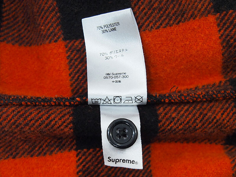 美品 Supreme 1-800 Buffalo Plaid Shirt バッファロー プレイド シャツ ロゴ オレンジ Orange シュプリーム Fの画像5