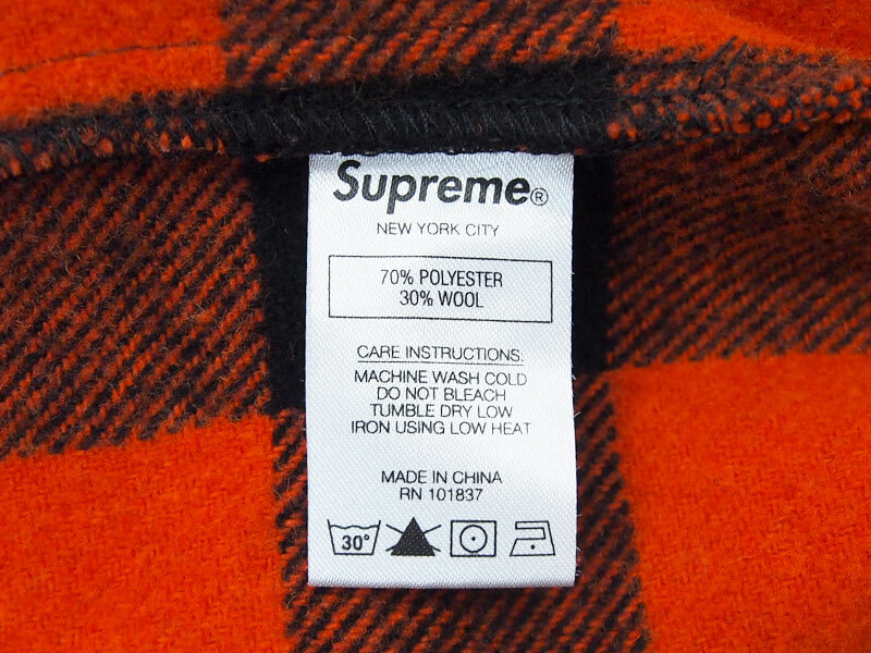美品 Supreme 1-800 Buffalo Plaid Shirt バッファロー プレイド シャツ ロゴ オレンジ Orange シュプリーム Fの画像4