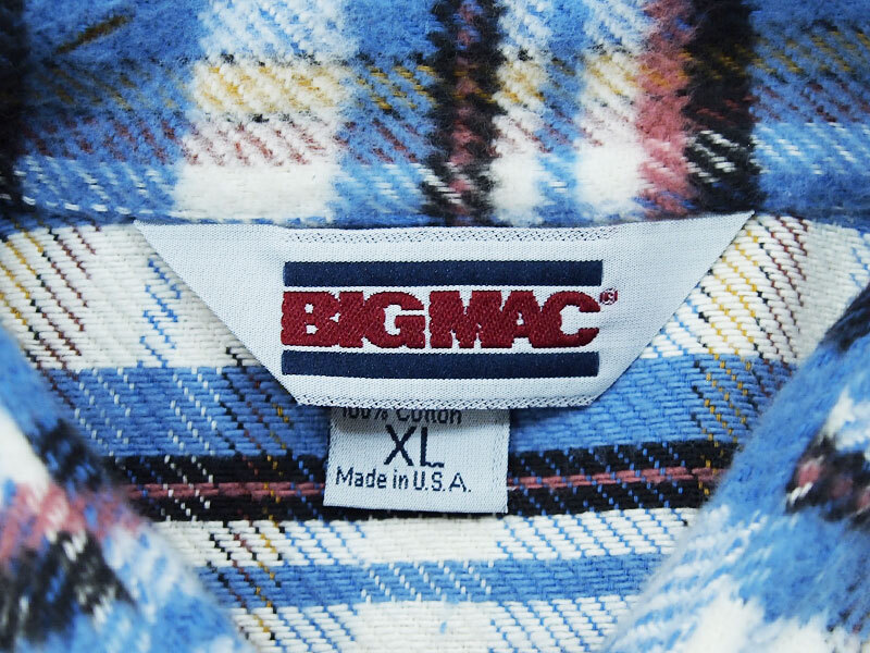 美品 80's Made in USA BIG MAC チェック ネルシャツ ビッグマック JC PENNEY ブルー XL アメリカ製 ヴィンテージ 80s 1980年代_画像4