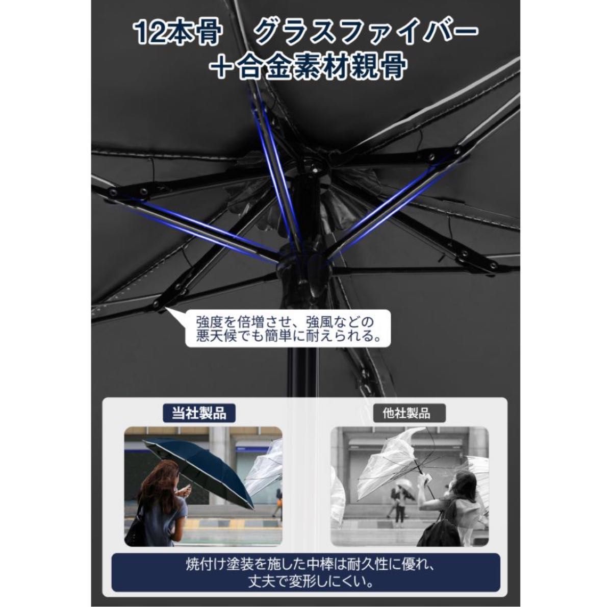 折りたたみ傘 晴雨兼用 自動開閉 12本骨 逆折り畳み傘 男女兼用 撥水 耐風 丈夫 折りたたみ日傘 晴雨傘 完全遮光 UVカット