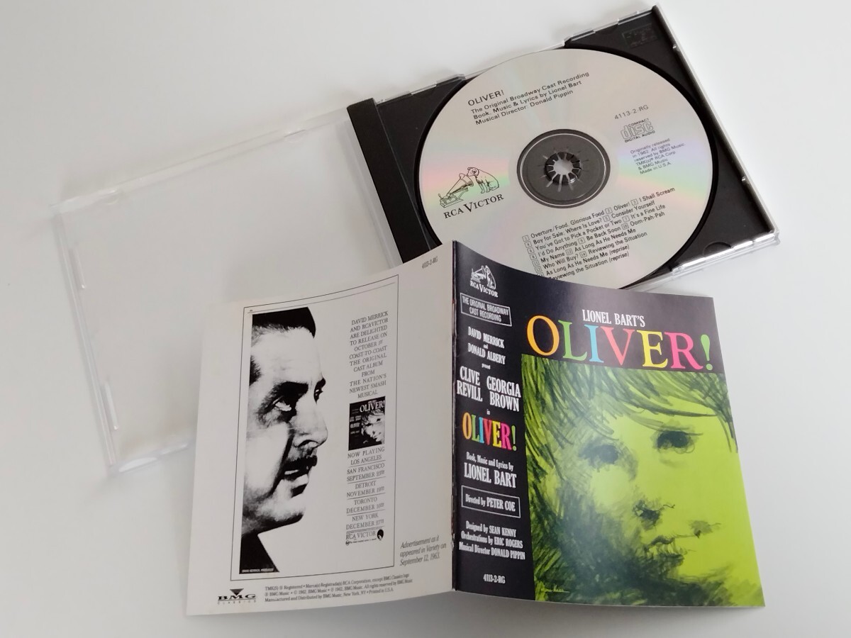 OLIVER! ORIGINAL BROADWAY CAST CD RCA リマスターUS盤 4113-2-RG 62年作品,オリヴァー！,Lionel Bart,David Merrick,Clive Revill,の画像3