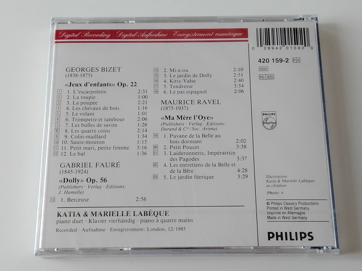 [ нераспечатанный прекрасный товар ]Katia & Marielle Labeque / Bizet \'Jeux d\'enfants\'/ Faure \'Dolly\'/ Ravel \'Ma Mere L\'Oye\' PHILIPS W.GERMANY 420 159-2