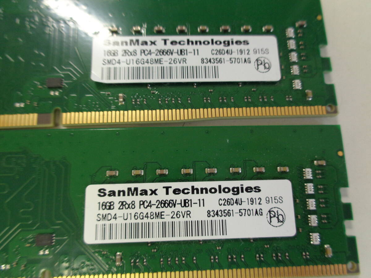 SanMax 16GB PC4-2666V-UB1-11 【8GB x2 計16GB】両面チップ 2枚 管理M413_画像2
