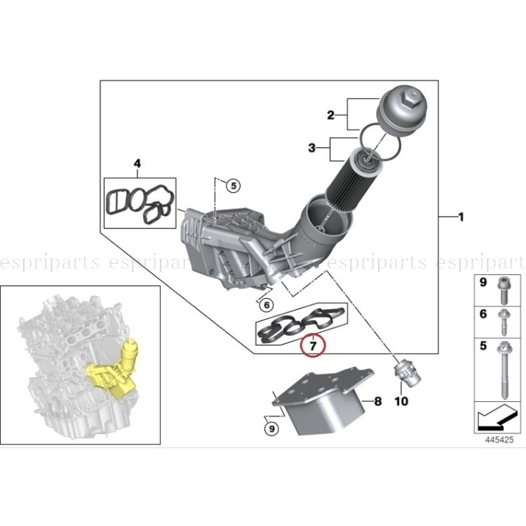 BMW G30 G31 523i 530i 530e 523d B38 B48 B47 オイルフィルターハウジング オイルクーラーパッキン ガスケット 11428591462_画像2