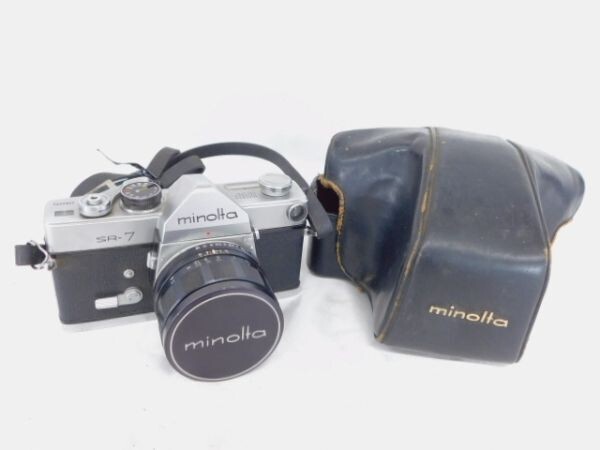 H205★minolta SR-7 一眼レフ フィルムカメラ ミノルタAUTO ROKKOR-PF 1:1.4 f=58mm レンズつき 未確認ジャンク★送料590円～の画像1