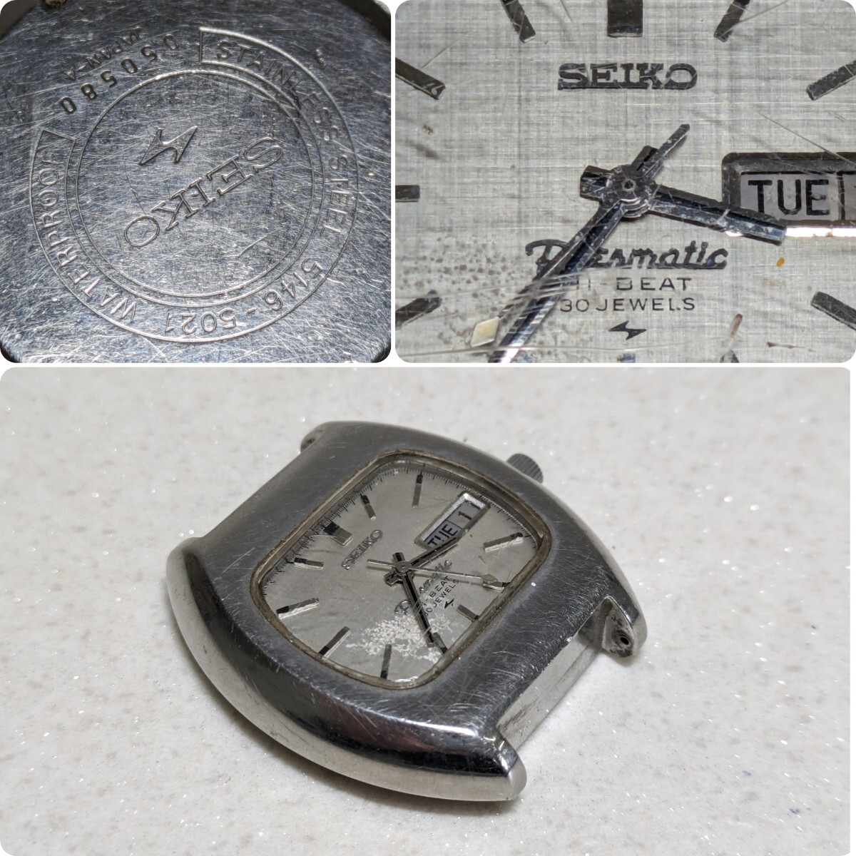 SEIKO プレスマチック 稼働品ジャンク 自動巻 セイコー アナログ 腕時計 時計 古民家整理品の画像1