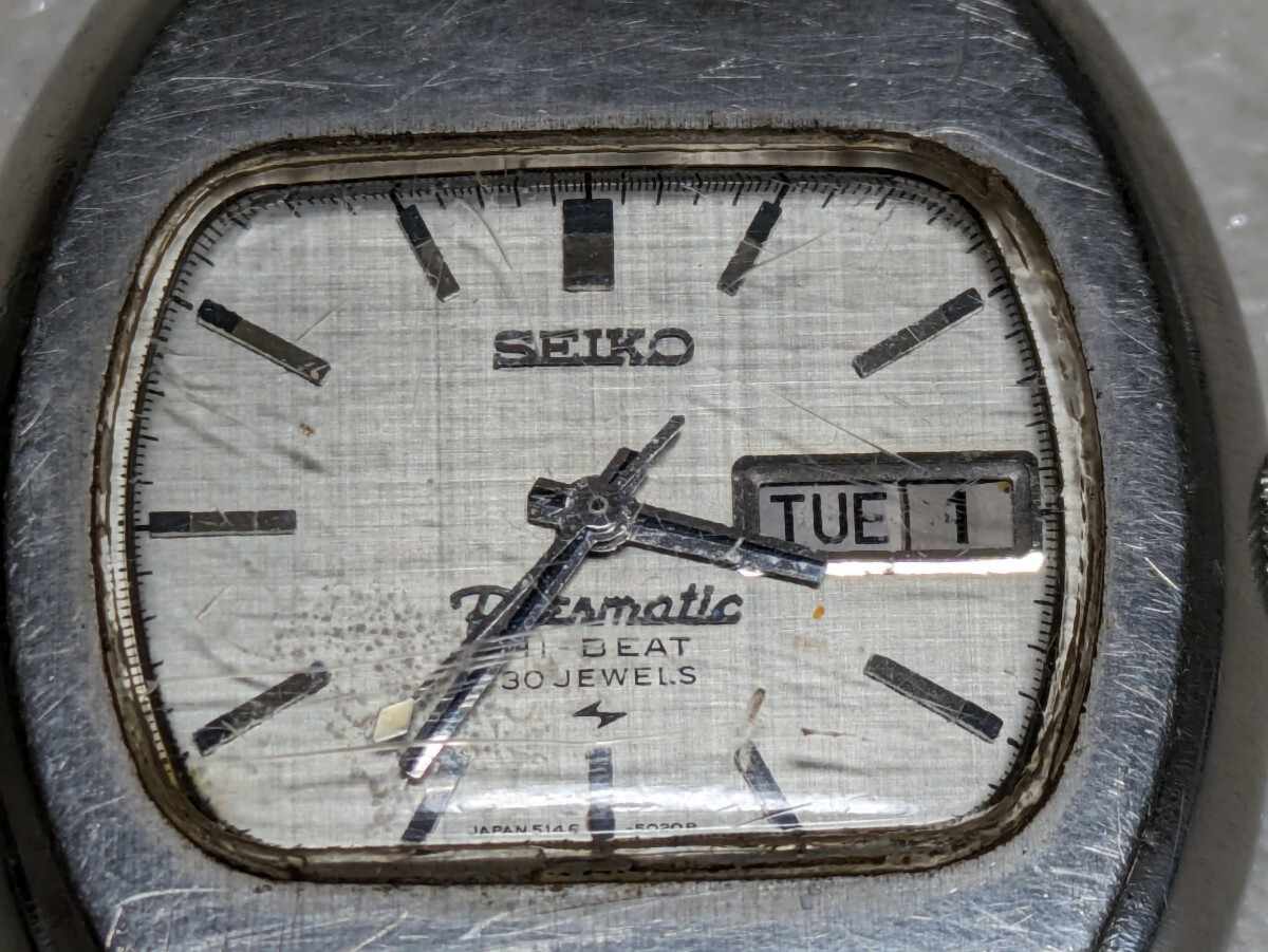 SEIKO プレスマチック 稼働品ジャンク 自動巻 セイコー アナログ 腕時計 時計 古民家整理品の画像9