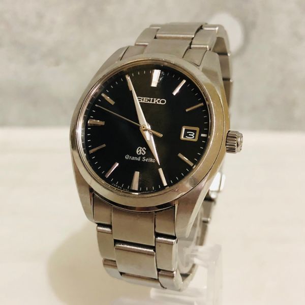 yt2029【PK】//GRAND SEIKO★グランドセイコー GS メンズ腕時計 9F62-0AB0 黒文字盤 デイト クオーツ 純正ベルト 不動品の画像1