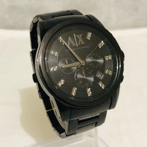 yt1006【60】//ARMANI EXCHANGE★アルマーニエクスチェンジ　AX2093　クロノグラフ　デイト　オールブラック　メンズ腕時計　A/X_画像1