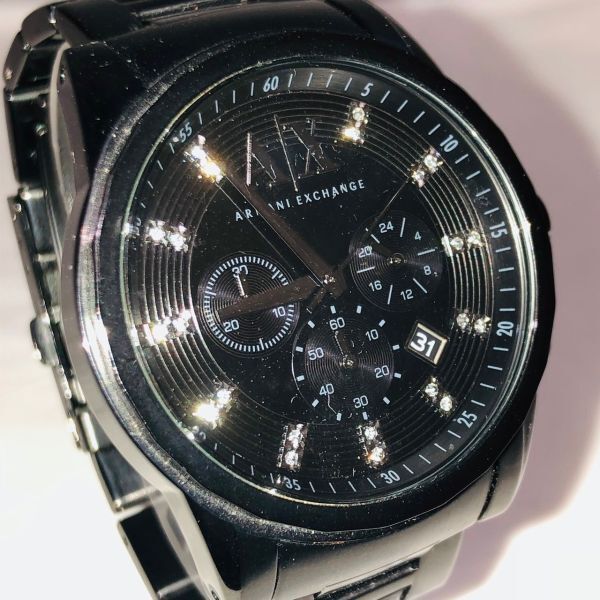 yt1006【60】//ARMANI EXCHANGE★アルマーニエクスチェンジ AX2093 クロノグラフ デイト オールブラック メンズ腕時計 A/Xの画像3