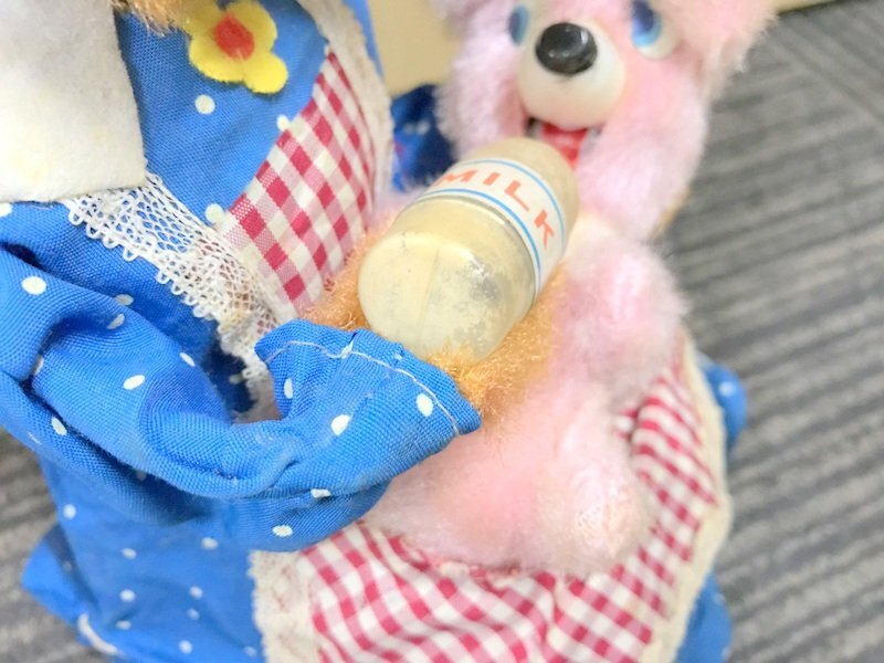 【通電動作未確認】米澤玩具 HUNGRY BABY BEAR クマの親子 ブリキ 人形 1円~ S3182の画像8