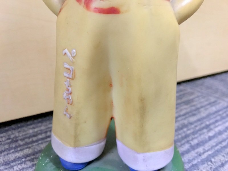 不二家のミルキー ペコちゃん 首振り人形 木製台座 約26cm 1円~ S3260の画像5