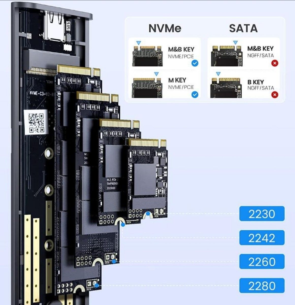 M.2 SSD 外付けケース NVMe ケース RGB