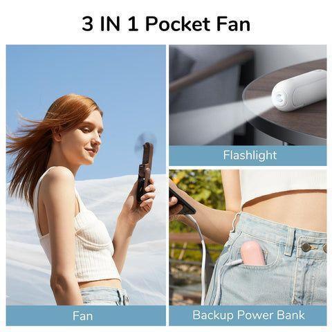  new goods 3-in-1 handy fan mobile battery light pink 