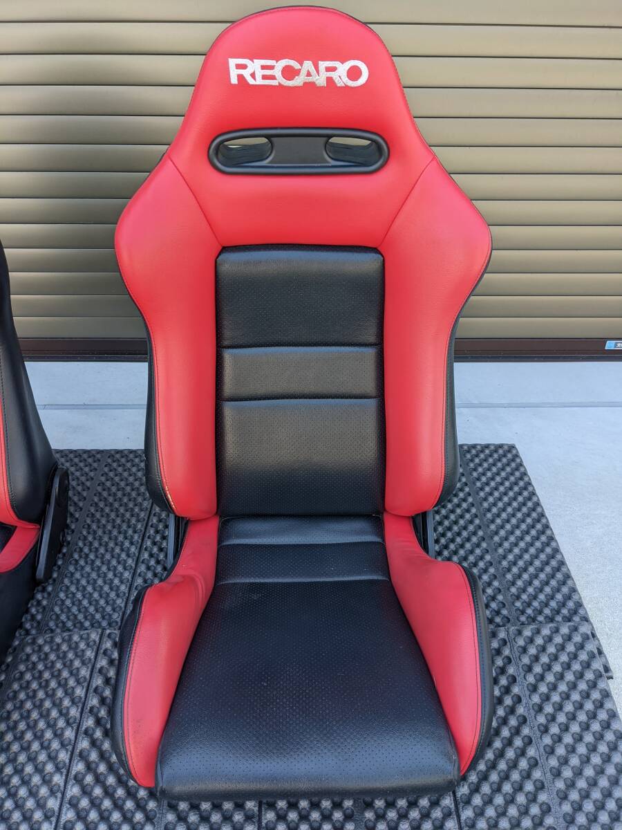 【流用に！1円～】DC5 インテグラタイプR純正 RECARO SR-4 赤×黒レザー張り替え 2脚セット！レカロ 検SR4/SR3/SR-3/DC2/EK9/シビック/革の画像8