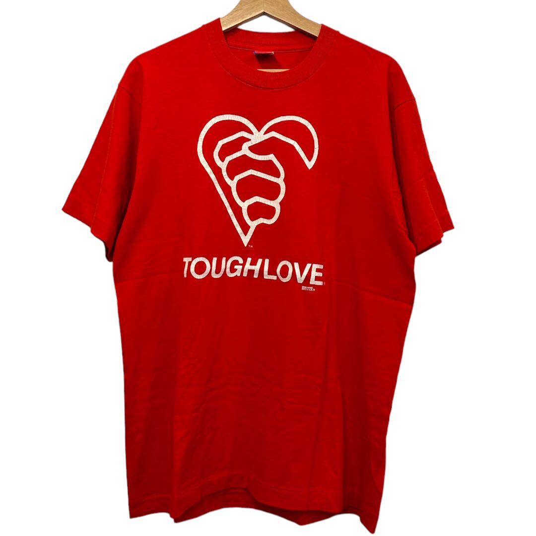 90s made in usa TOUGHLOVE TEE コピーライト FRUIT OF THE LOOMTシャツ 半袖_画像1