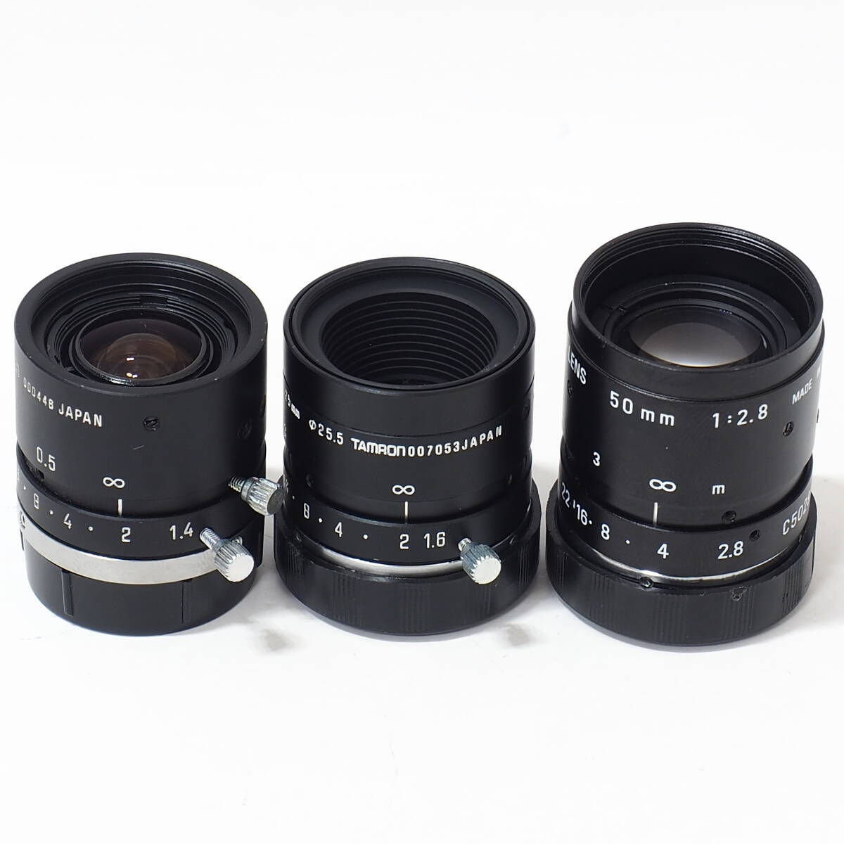 TAMRON 8mm F1.6 25mm F1.8 PENTAX TV 50mm F2.8 C5028-M C Mount set タムロン ペンタックス Cマウント レンズ 3点セット まとめて格安_3本セット