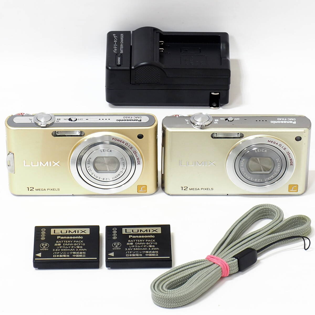 Panasonic LUMIX DMC-FX60 FX40 GOLD LEICA DC VARIO-ELMARIT 4.5-22.5mm f2.8-5.9 ASPH POWER O.I.S./25mm WIDE DMW-BCF10 1210万画素 2台の画像1