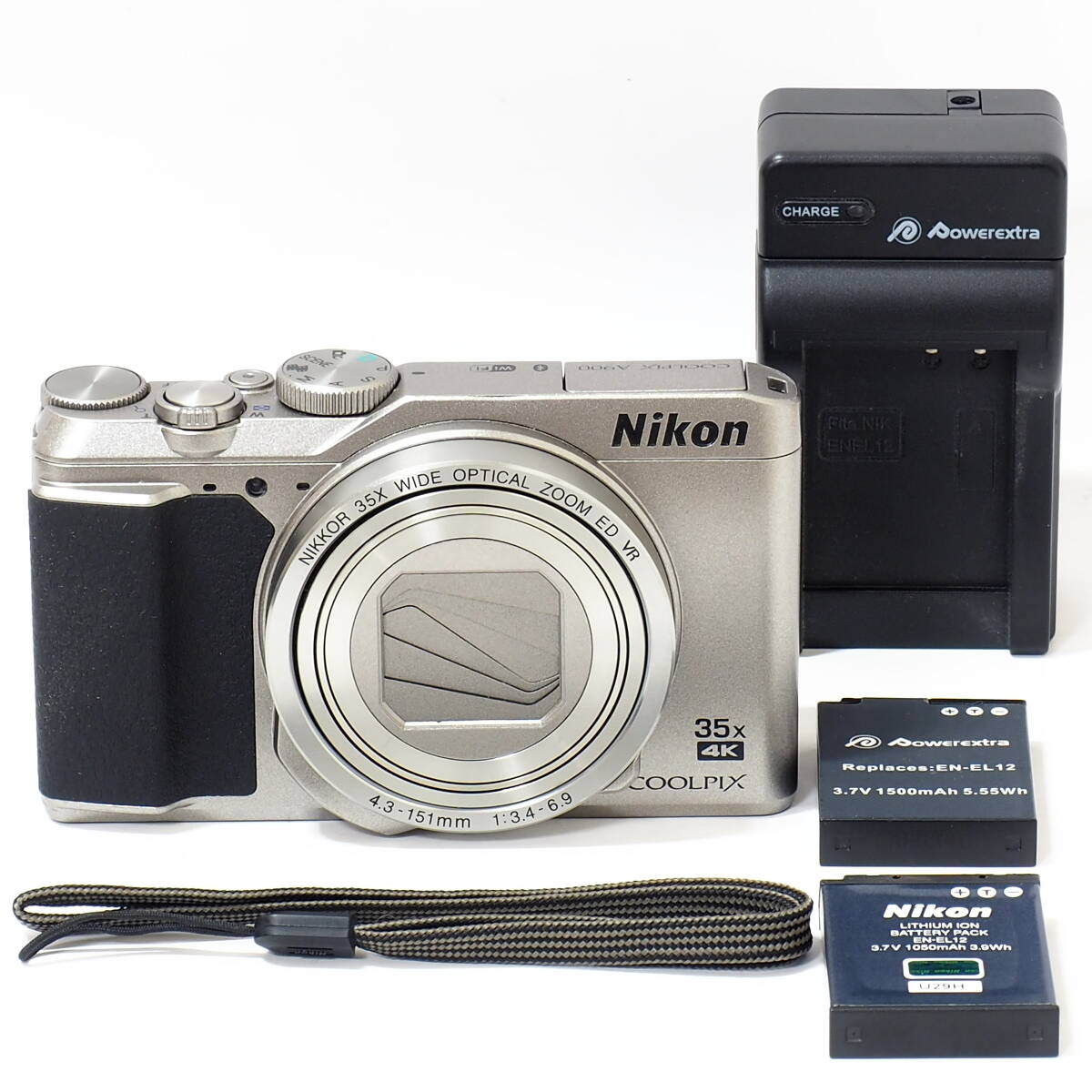 Nikon COOLPIX A900 SILVER NIKKOR 35X WIDE OPTICAL ZOOM ED VR 4.3-151mm F3.4-6.9 EN-EL12 撮影できるジャンク 激安！4K 2029万画素_画像1