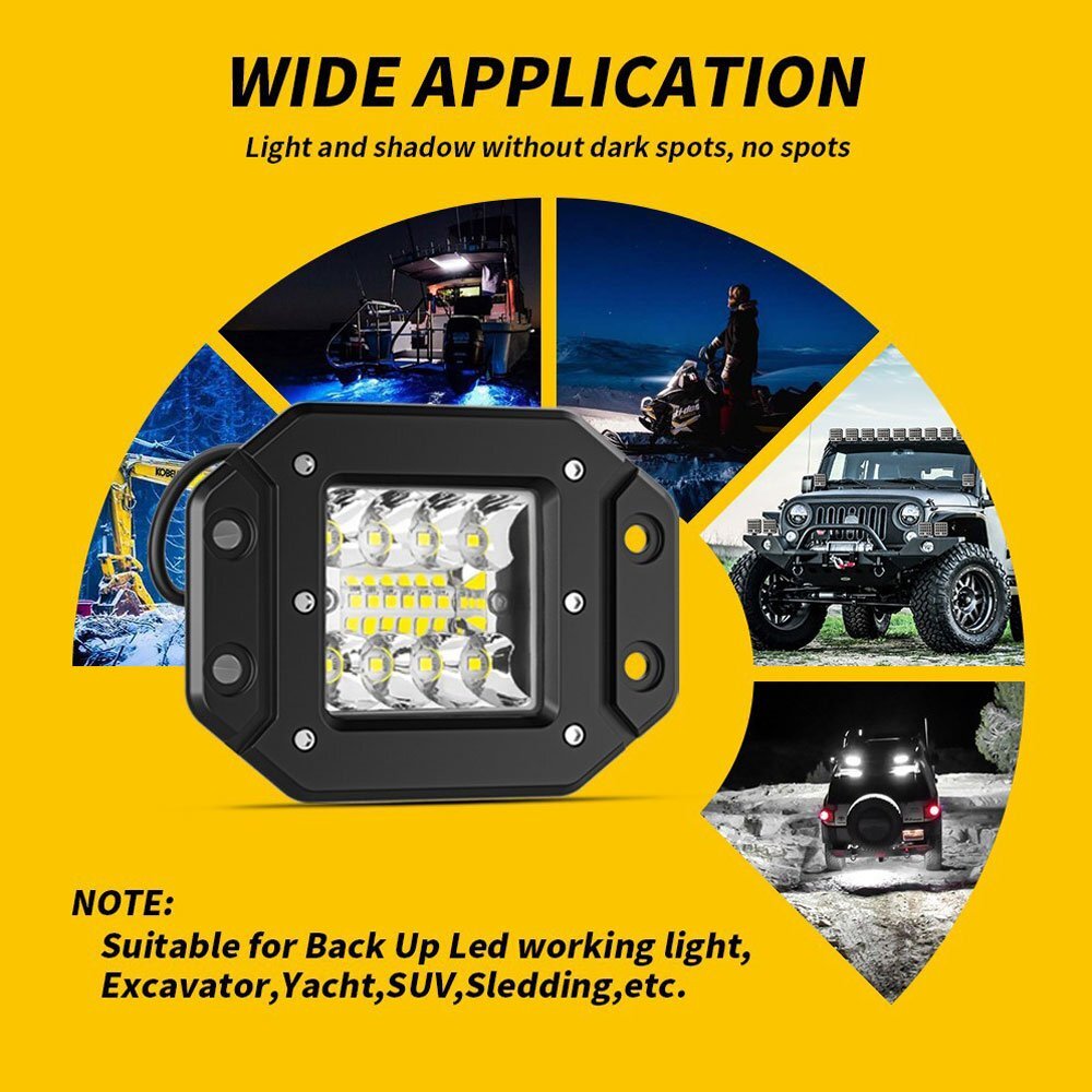 送料無料.. 5インチ 埋込式 42W 6500K ホワイト SUV 4x4 UTV ボートカー LED オフロードライト ドライビングライト トラック 汎用 2個_画像8