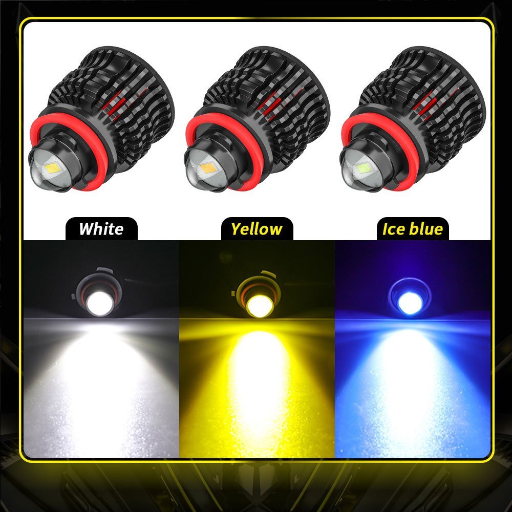 新発売!! 60W H8/H11/H16兼用 12000LM ホワイト 6500K LED フォグランプ プロジェクターレンズ 12V キャンセラー内蔵 車検対応 無極性 2個_画像3